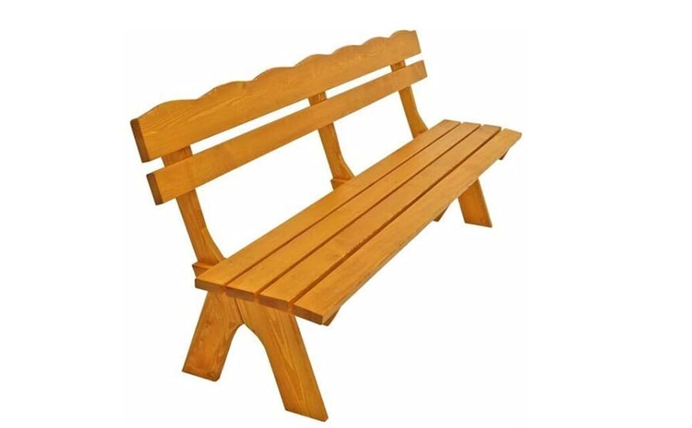 Freital Garden Bench XXL 4-Seater 200 cm Solid Pine Wood Light Varnished Stable Outdoor