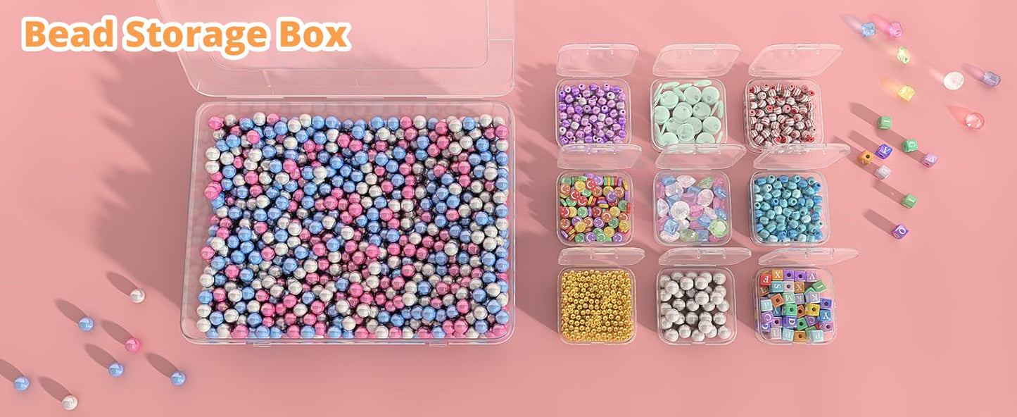 Mathtoxyz Bead Organizer Box, 31Pcs Small Bead Organizers and Storage Plastic Cases Mini Clear Bead Storage Containers Boxes with Hinged Lid and Rectangle for Bracelet Making DIY Jewelry Craft Nail