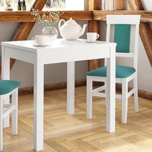 Small Dining Table Solid Wood Table White Kitchen Table Legs Smooth 90.70-50AW