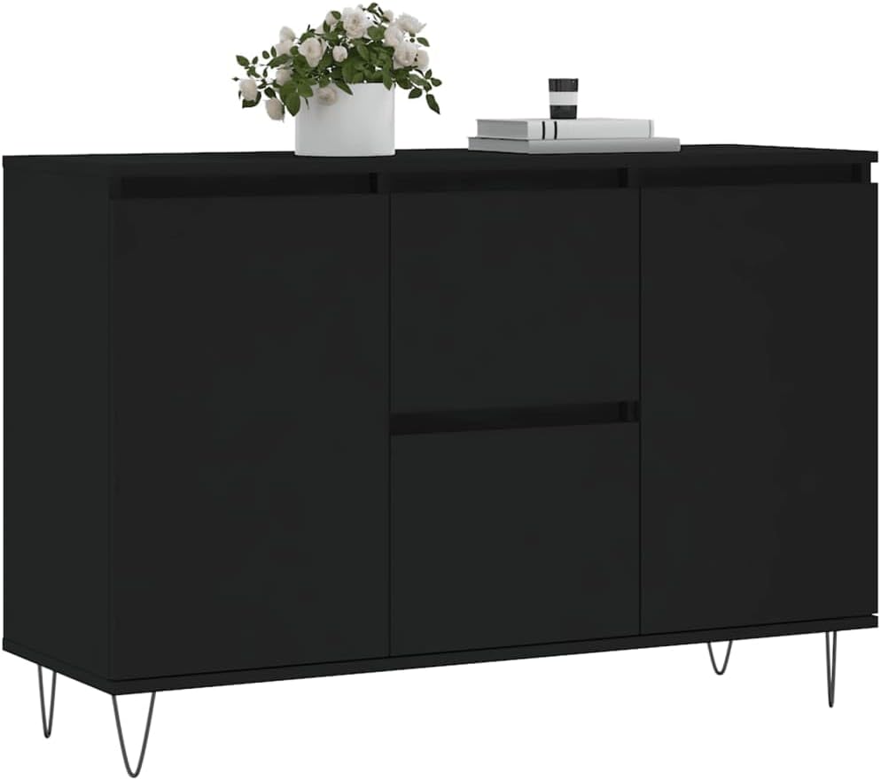 Sideboard Black 104 x 35 x 70 cm Wood Composite Chest of Drawers Bedroom Dressers & Sideboards, Living Room Cabinet, Dresser Cabinet, Bedroom Chest of Drawers, Hallway Chest of Drawers, Room