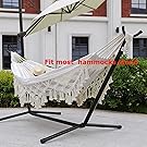 Outdoor Hammock Garden Hammock Cotton Hammock Bed Macrame Fringe Hammocks Boho Balcony Hammock Handmade Tassels 2 Person Double Hammock 250 kg for Home Beach Patio