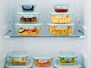 Vtopmart 8 Pack Glass Food Storage Containers with Airtight Lids, Glass Meal Prep Containers, Bento Boxes for Lunch, for Microwave, Oven, Freezer and Dishwasher, BPA Free