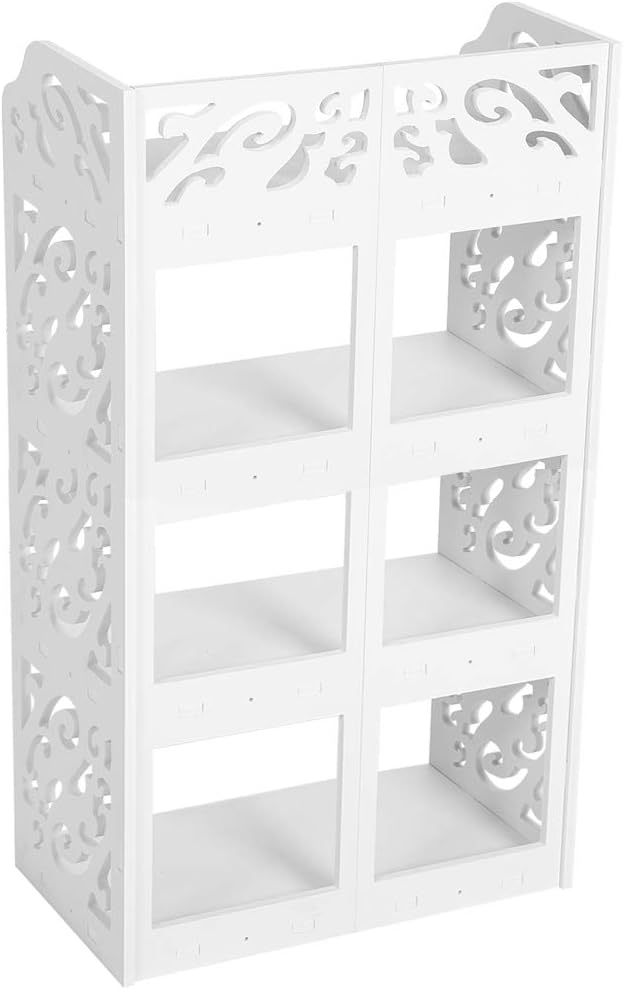 Wakects Shoe Rack with 4 Shelves Shoe Rack Environmental Protection Material Hollow Out Shoes Stand Corner Shelf Small Boltless Shelf for Living Room Bathroom 40 x 23 x 71 cm