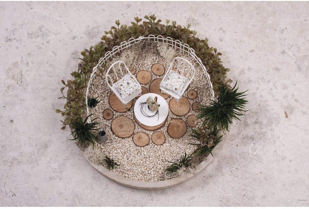 Rayher 46234102 Miniature garden furniture set for fairy garden, dollhouse and terrarium craft, 3 pieces, white