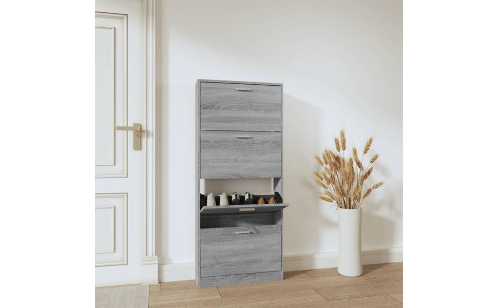 Shoe Cabinet, Shoe Rack, Shoe Storage, Shoe Cabinet, High Gloss White, 59 x 17 x 150 cm, Wood Material