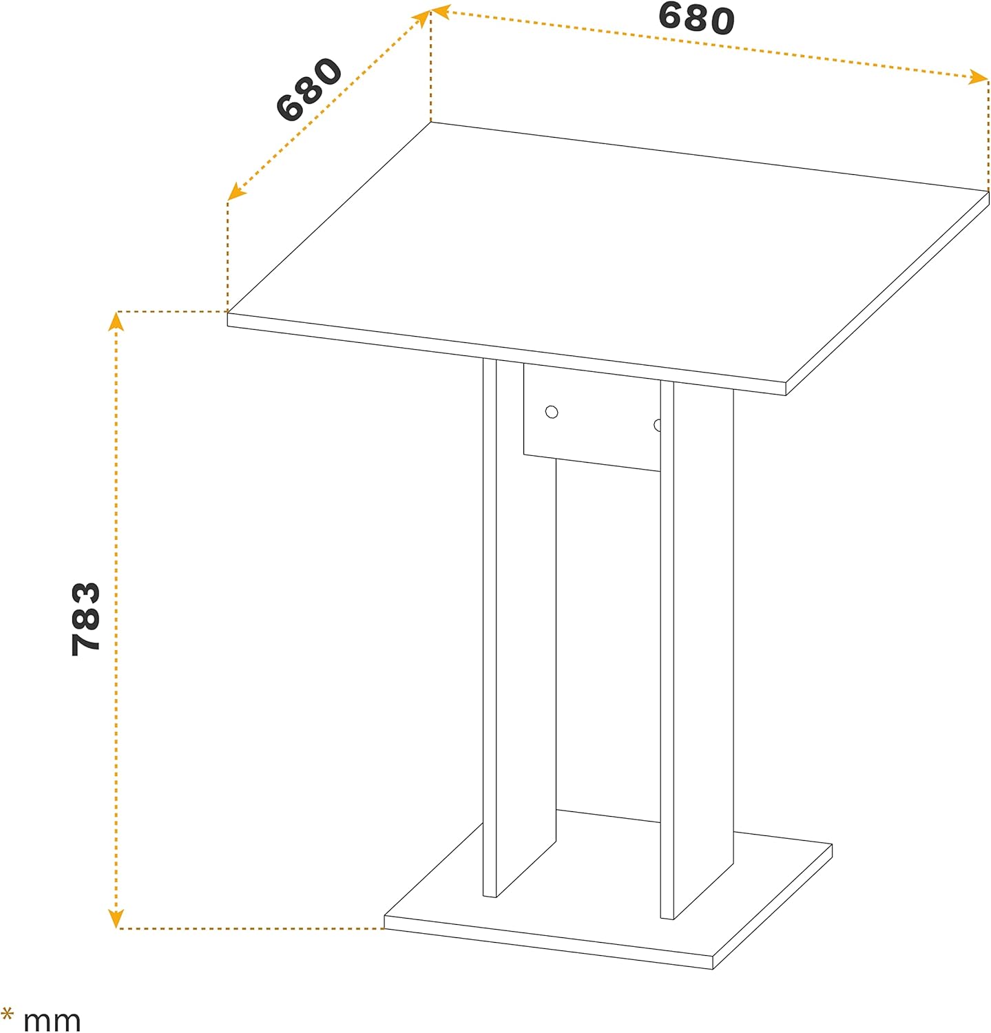 Esstisch klein 68 x 78 x 68 cm Küchentisch WM087-WM Weiss Matt