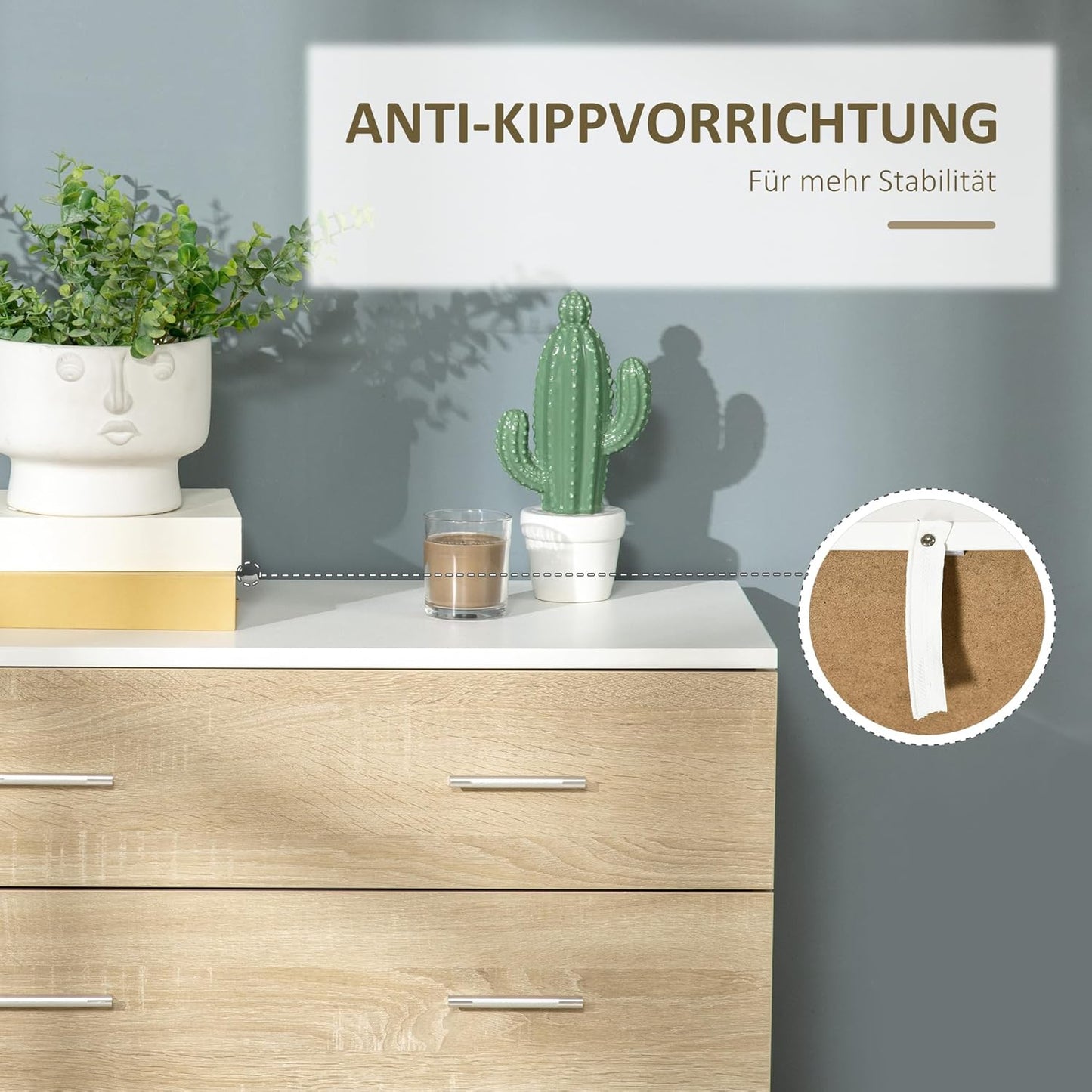 Chest of Drawers with 4 Drawers Bathroom Cabinet Drawer Cabinet for Bedroom Living Room Oak White 76 x 35 x 72 cm