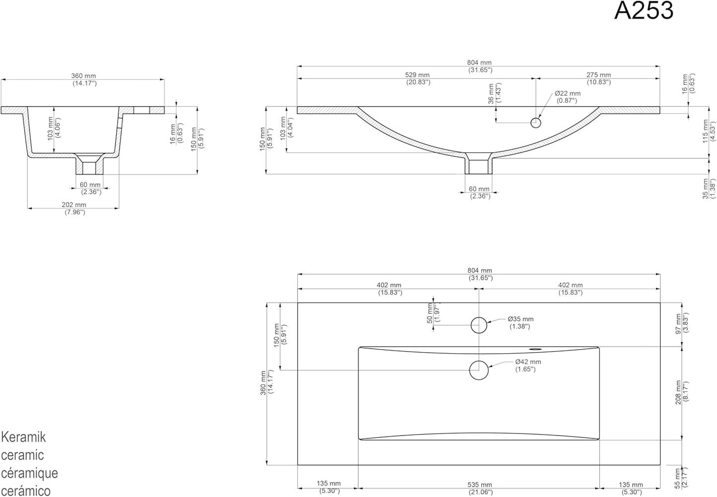 Bathroom Furniture with Slimline Basin