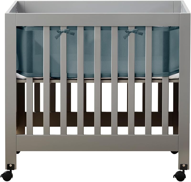 Mini Crib Breathable Mesh Liner by BreathableBaby, Classic 3mm Mesh, White, Size 4M Covers 4 Sides FITS MINI CRIBS WITH 38x24” MATTRESS ONLY