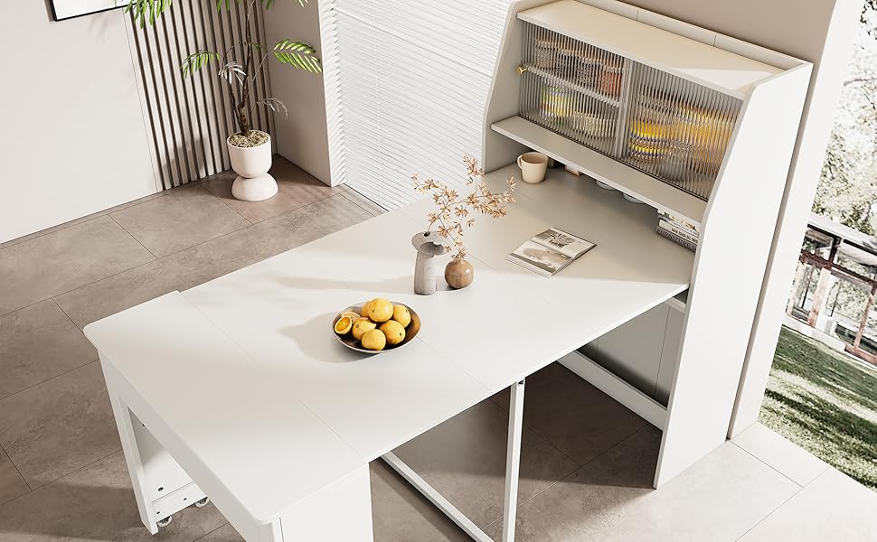 Dining Table, Small, Disposable Extendable Table, White Dining Room Storage Cabinet, Dining Table with Storage Space, Rectangular Dining Table, Coffee Lounge Table, Space-Saving,