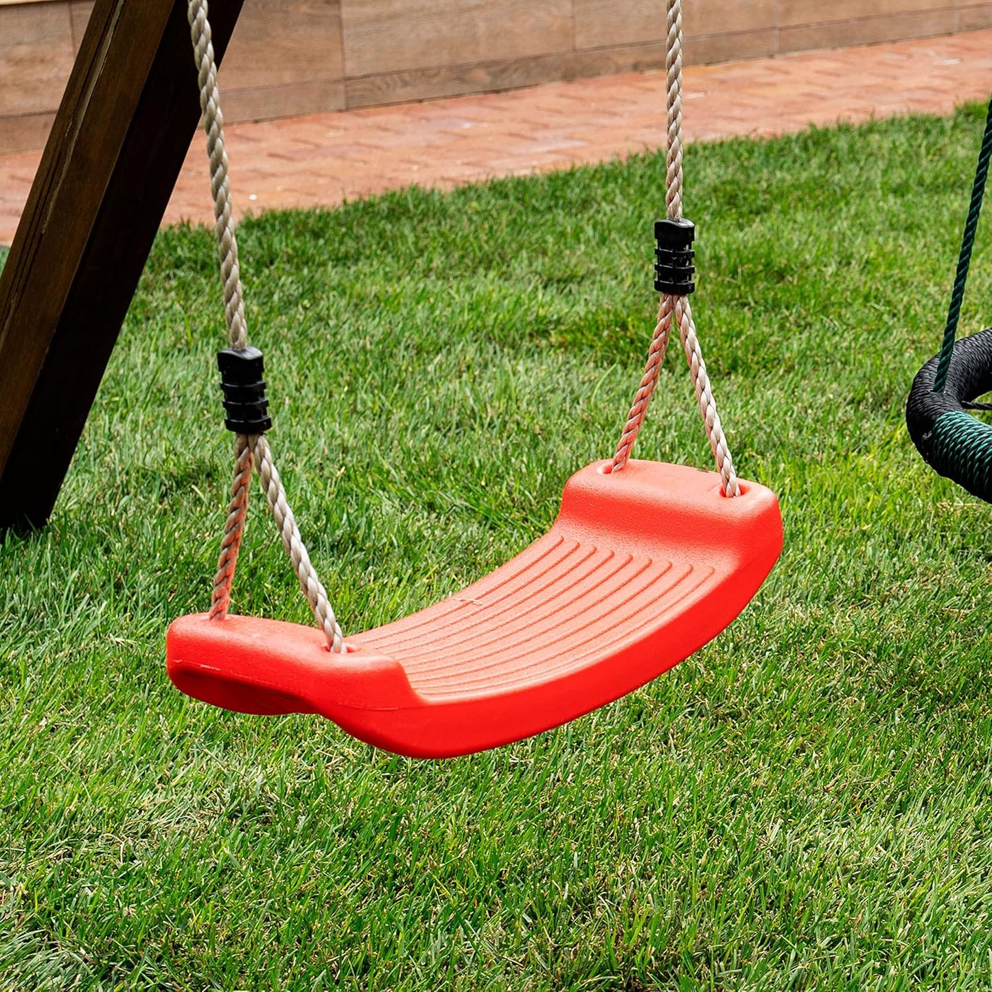 Retoo Children's Swing Garden Swing Seat Outdoor Swing Board Swing Outdoor Indoor Height Adjustable Accessories for Children Playground Plastic Durable Baby Swing Red