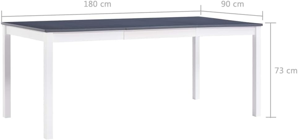 Dining Table White and Grey 180 x 90 x 73 cm Pine