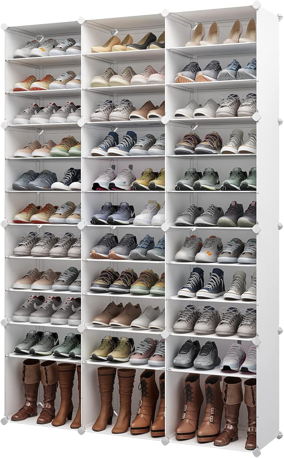 Shoe Rack, 72 Pairs Shoe Cabinet, Shoe Cabinet, Storage System, Large Tall Shoe Racks for Living Room, Closet, Bedroom, Hallway, White (122 x 30.5 x 182.9 cm)