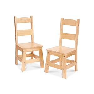 Melissa & Doug Solid Wood Table and 2 Chairs Set - Light Finish Furniture for Playroom