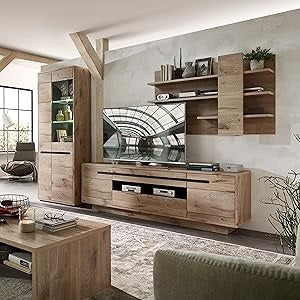 Trading Highboard with Shelf in Sonoma Oak Look, White, Modern Living Room Cabinet with Drawers and Lots of Storage Space for Your Living Area, 178 x 90 x 38 cm (W x H x D)