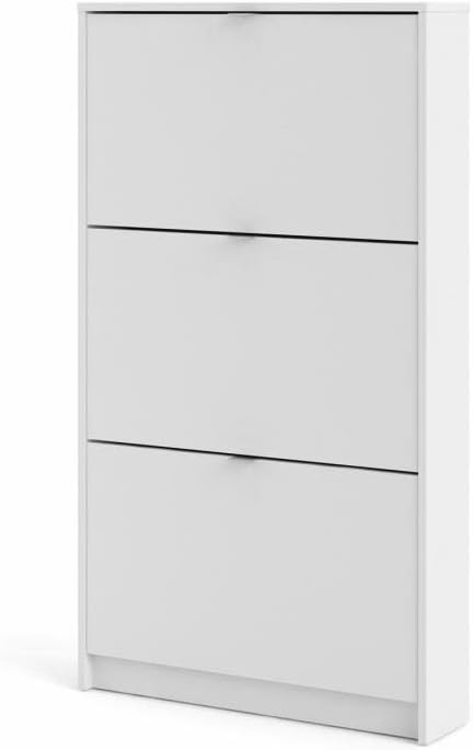 Shoe Cabinet with Three Doors, White, 70.3 x 123.6 x 16.55 cm