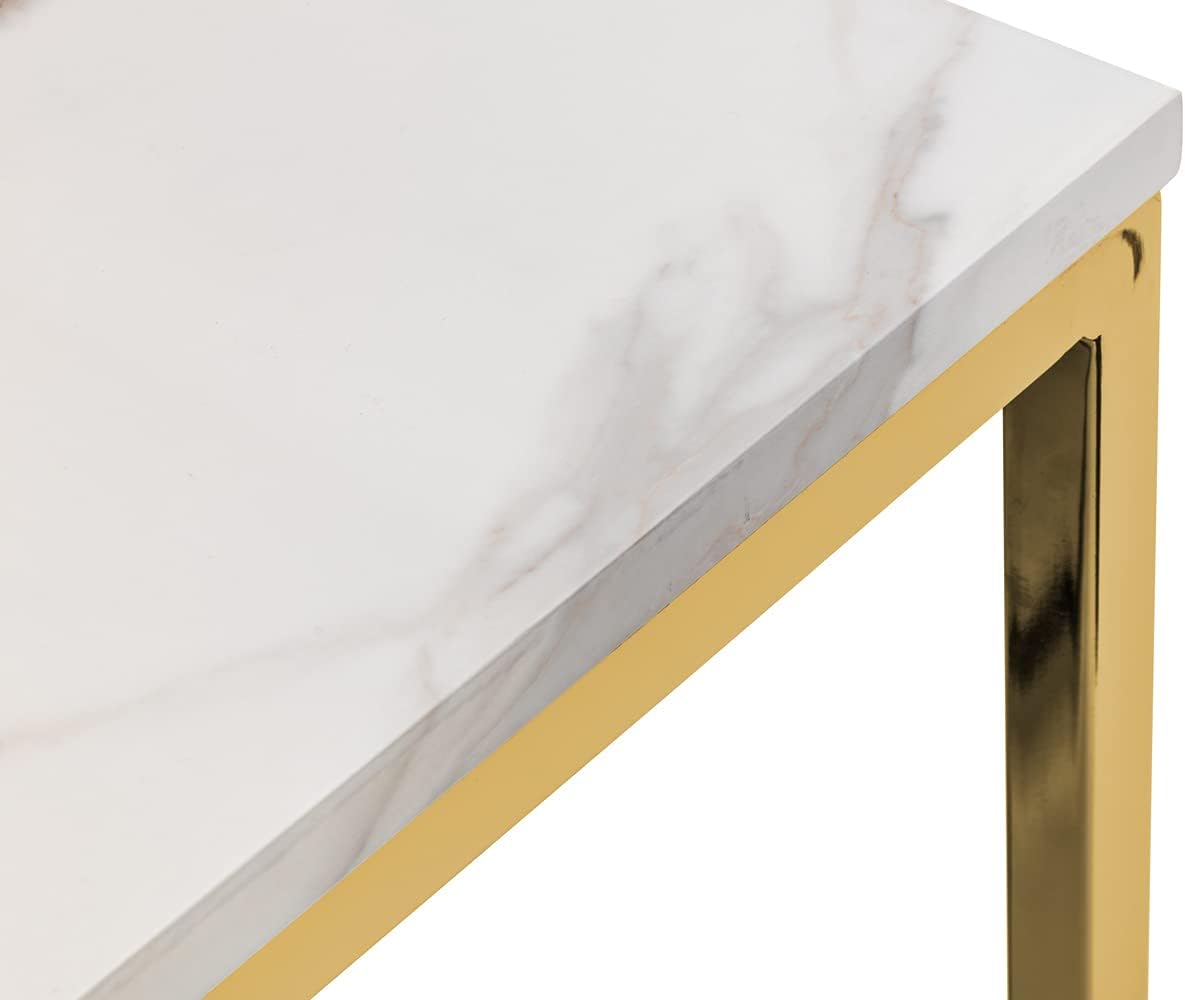 Scala Dining Table Gold Foil Covered MDF and Metal Marble and Gold 120 x 80