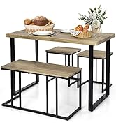 5 Piece Dining Table Set, Kitchen Table with 4 Chairs, Dining Set for 4 People, Rectangular Industrial Style Dining Room Table, Dining Set for Dining Room, Kitchen, Space Saving, Grey