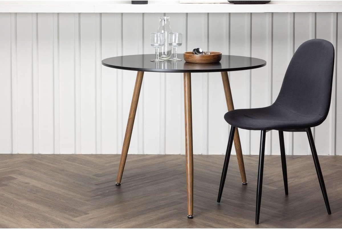 BOURGH Polar Dining Table - 90 cm Round Black Kitchen Table Dining Room Table for Restaurant Dining Room Kitchen