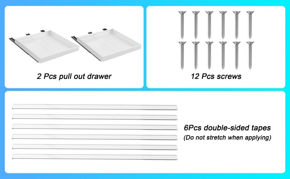 Pull out Cabinet Organizer,2 Pack 21" Deep Expandable(12.6''-20.5'') Slide Out Drawer for Kitchen Cabinets Organization with Adhesive Film(White)