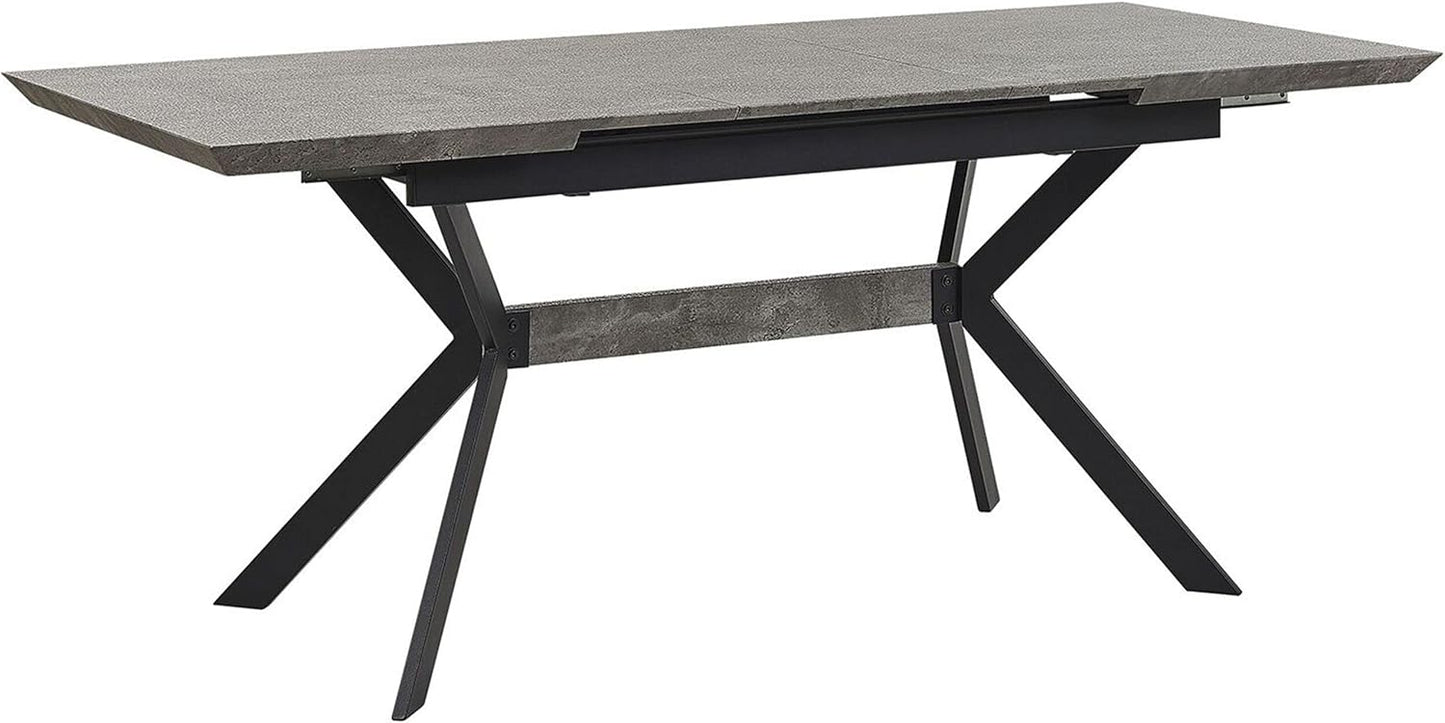 Dining Table Concrete Look Grey / Black 140/180 x 80 cm for 8 People MDF