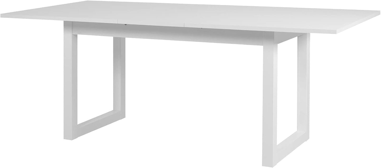 Denver 50 003207 Dining Table, Kitchen Table, Functional Table, Extendible to Approx. 200 cm White