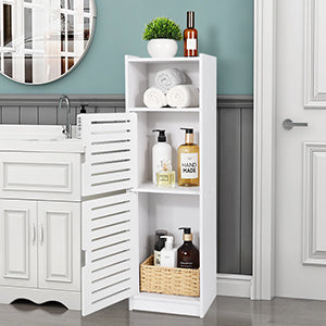 aimu Waterproof Bathroom Cabinets, Bathroom Storage Units with Open Storage Shelf, Freestanding Floor Cabinets, Corner Organiser for Bedroom, Kitchen, Hallway, White, 74 x 20 x 24 cm