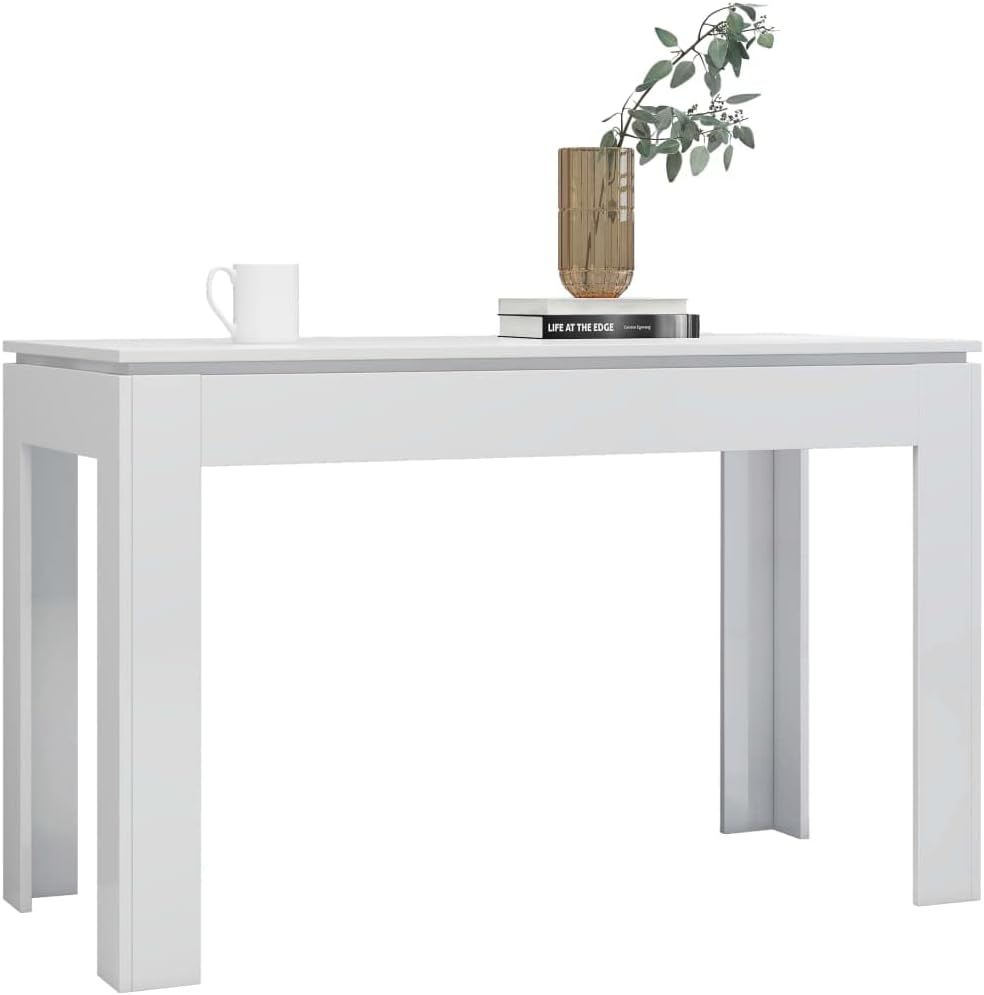 Dining Table High-Gloss White 120 x 60 x 76 cm Wood Material 25 kg