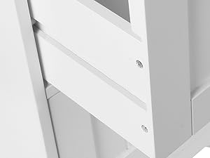 FOTOSOK Bathroom Storage Cabinet, Side Cabinet with 4 Drawers, 11.8” x 11.8” x 32.5” Freestanding Bathroom Cabinet Entryway Cupboard Storage Organizer Unit Home Furniture Decor, White