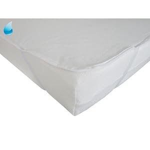 Waterproof Mattress Protector 200 x 240 cm with Corner Elastics Top Made of Absorbent Terry Cloth Fabric Underside Waterproof Made in Germany