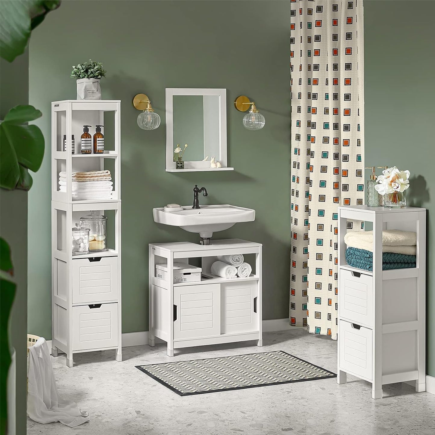 Under-Sink Cabinet Bathroom Cabinet with Foot Cushions