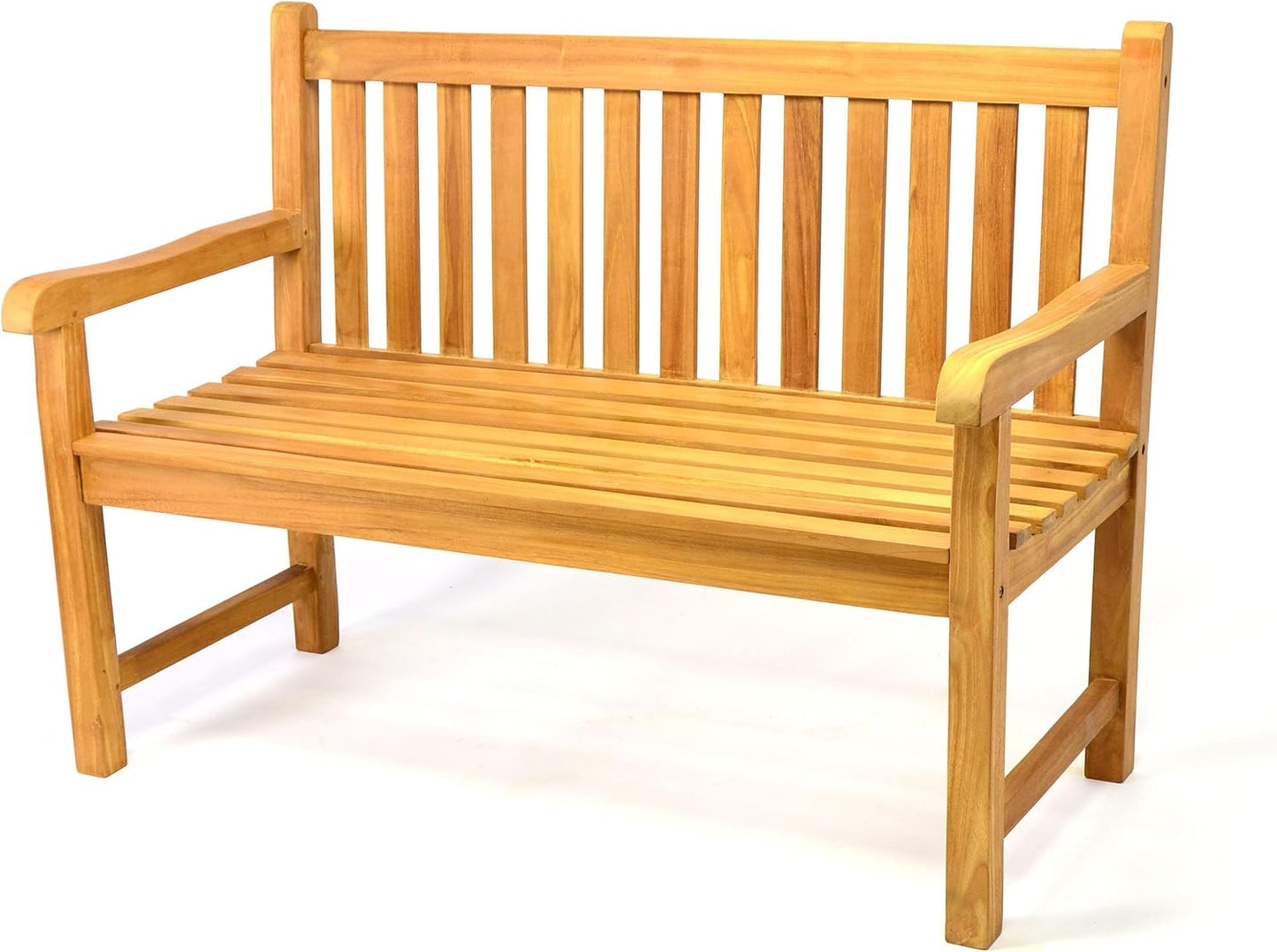 Wooden Bench 2-Seater Made of Teak Wood Treated - Garden Bench Bench 120 cm - High Quality Solid - Pure Handmade - Weatherproof Garden Furniture