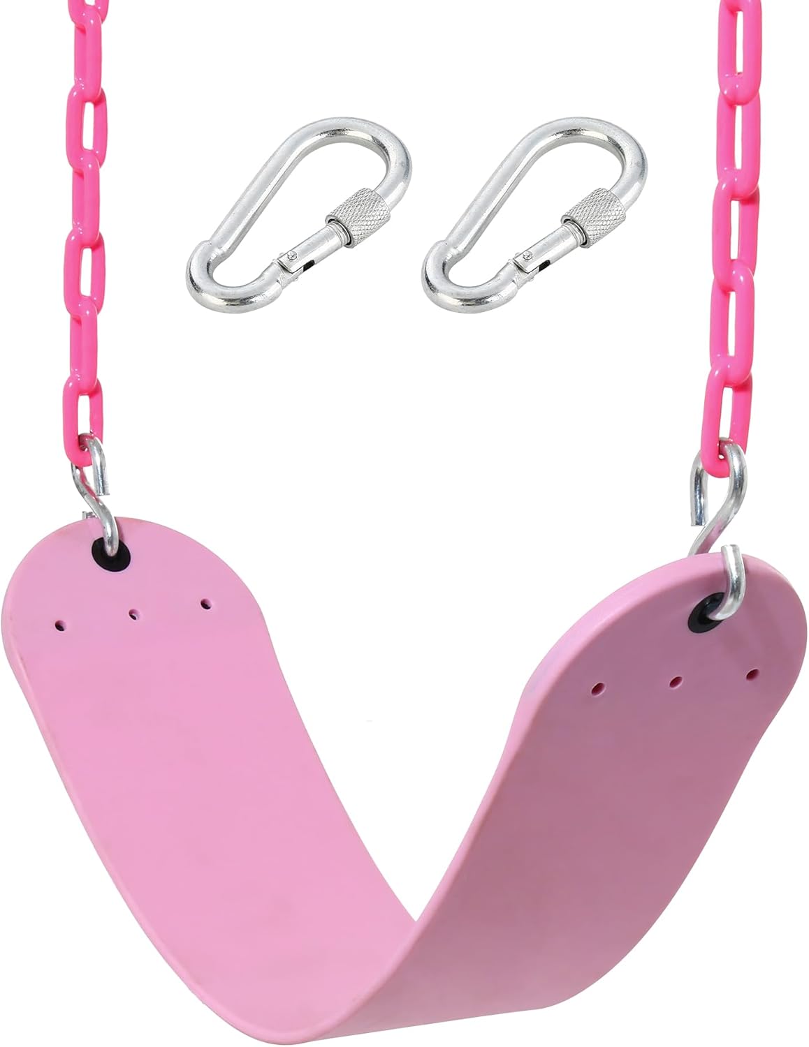 Pink Swing Seat - Heavy Duty Chain Plastic Coated - Playground Swing Set Accessories Replacement Gift Box Set Birthday Gift