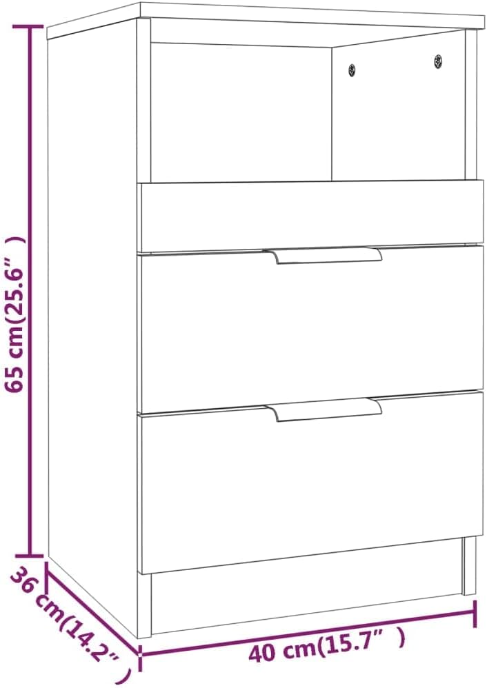 Nachttisch 2 Schubladen 1 Fach Nachtschrank Nachtkonsole Nachtkommode Schlafzimmer Schrank Kommode Grau Sonoma Holzwerkstoff