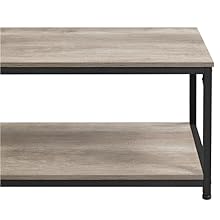 Coffee Table Wooden Living Room Table with Shelves Steel Frame Sofa Table Industrial Design 100 × 50 × 45 cm Grey