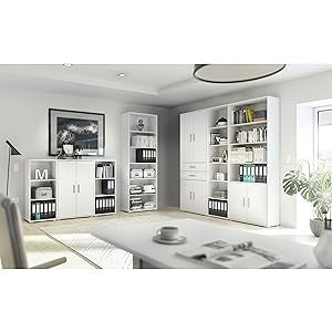 Trading Highboard with Shelf in Sonoma Oak Look, White, Modern Living Room Cabinet with Drawers and Lots of Storage Space for Your Living Area, 178 x 90 x 38 cm (W x H x D)