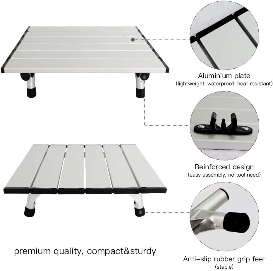 Camping Table Folding Small Aluminium Portable Aluminium Folding Table Mini Folding Table Camping Small for Outdoor and Indoor Use Side Table Camping for BBQ, Picnic, Outdoor, Ultralight