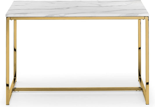 Scala Dining Table Gold Foil Covered MDF and Metal Marble and Gold 120 x 80