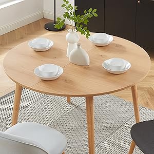 BAÏTA Oracle Oak Veneer Extendable Table 120 to 160 cm