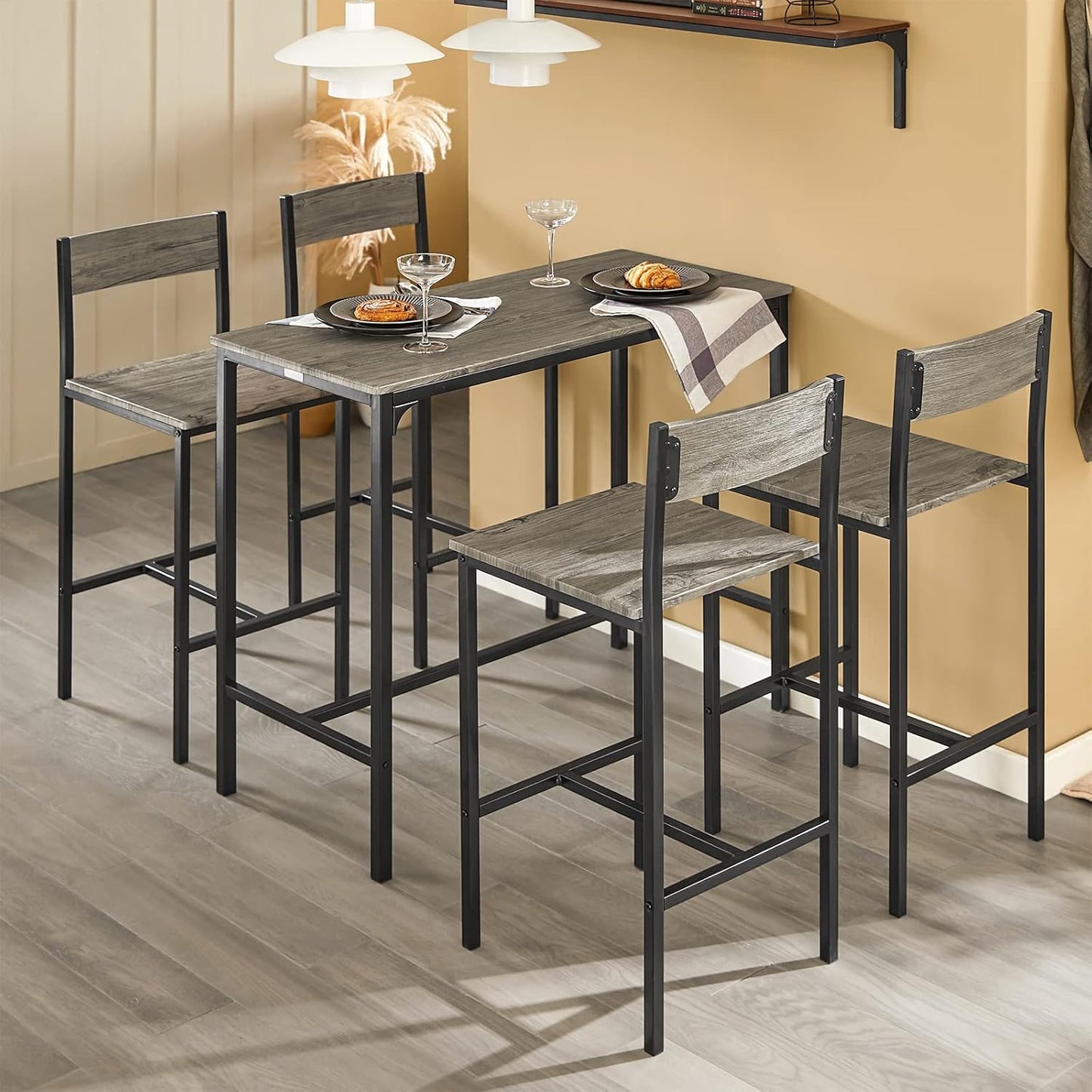 OGT14 Bar Table Set 5-Piece Dining Table Bistro Table with 4 Stools