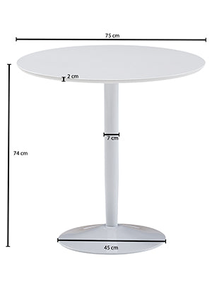 Round Dining Table, 75 x 75 x 74 cm, Small Kitchen Table, White High Gloss, Round Dining Room Table for 2 People, Modern Breakfast Table, Kitchen, Dining Room, Small