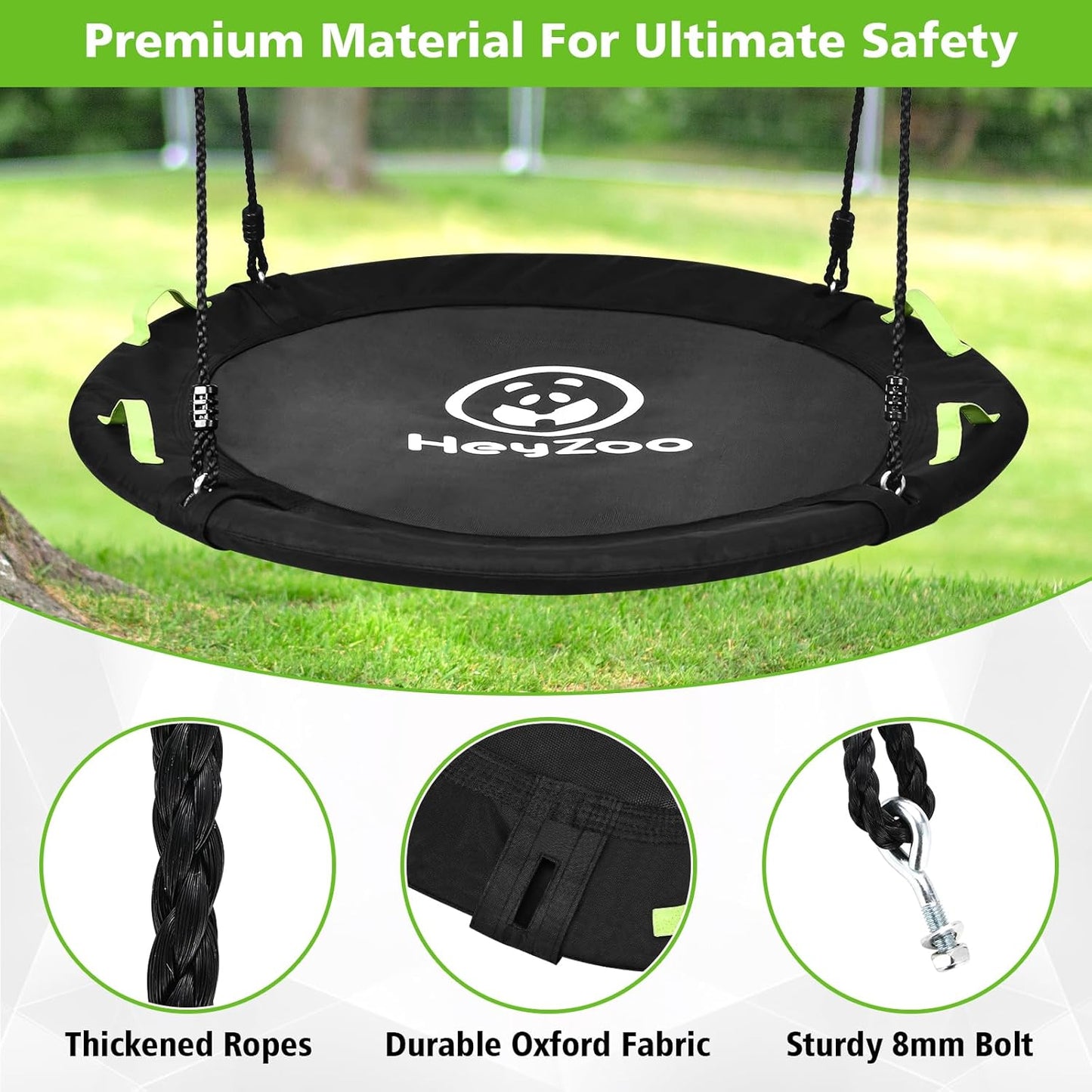 Tree Swing, Saucer Flying Swing 40 Inch for Kids, 900lbs Weight Capacity, with Adjustable Hanging Straps, for Backyard and Outdoor, Gifts for Kids, Black