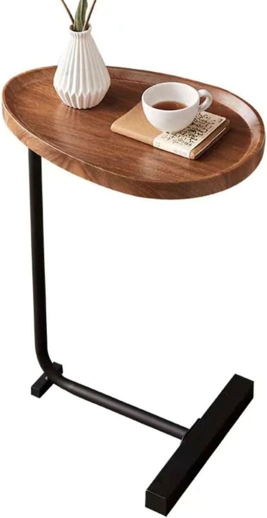 Side Table, Coffee Table, Mobile Living Room Table, Wood Look, Bedside Table, Sofa Table, Round, Oval, 70 cm High, Couch Shelf, Sofa Shelf, Tea Table, Couch Tray, Laptop Table