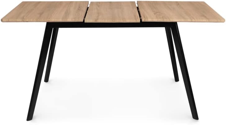 Scandinavian Extendable Dining Table Inga 120-160cm Wooden Top Black Feet