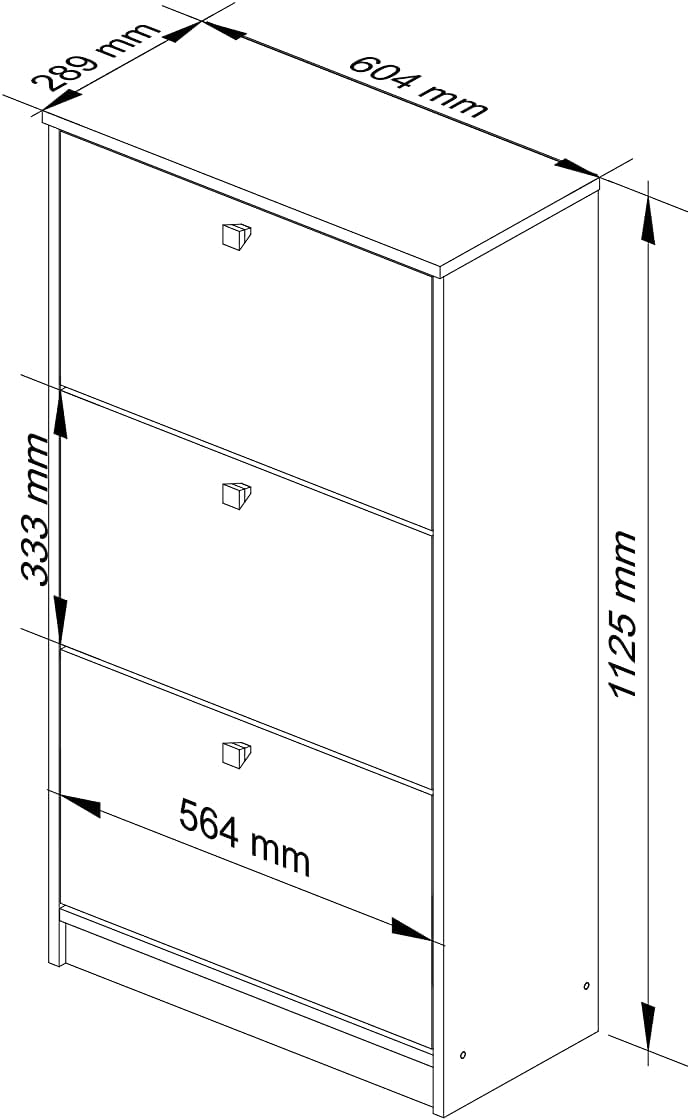 AKORD Shoe Cabinet with 3 Shoe Tipper | Shoe Rack Closed | Shoe Bench | Shoe Storage | W 60 x H 113 x D 28.5 cm, Weight 29 kg | Colour White/White Glossy