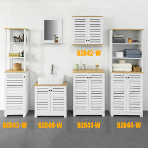 Bathroom Tall Cabinet Bathroom Shelf Bathroom Cabinet with 3 Open Compartments and Slat Door Bathroom Furniture White Natural W x H x H x H x H x D x H x D x H x D x H x H x H x H x H x