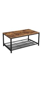 Coffee Table Living Room Table with Folding Top Closed Compartment and Mesh Shelf Metal Frame Industrial Style 100 x 55 x 47 cm Rustic Brown and Black LCT230B01