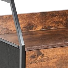 Industrial Bedside Table, 3 Shelves, Drawer, Rustic Wood Look, Side Table, HBT 61 x 47 x 39 cm, Black/Brown