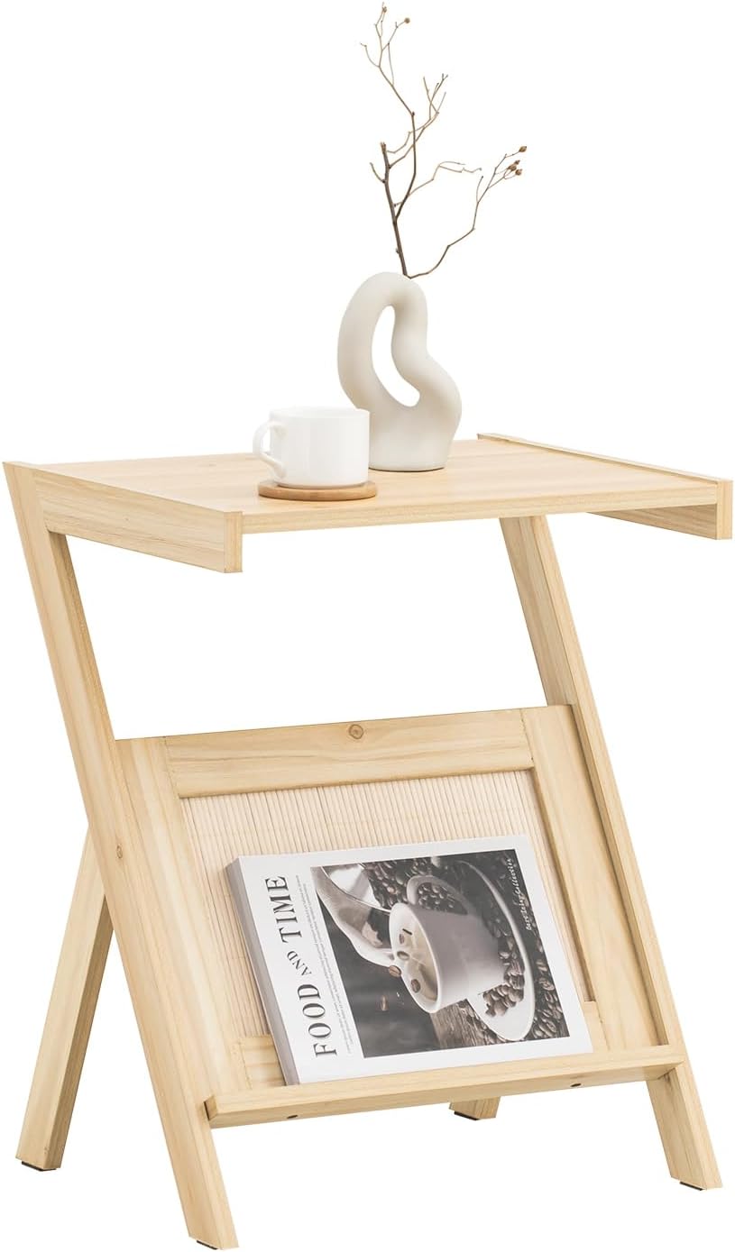 Side Table Narrow Coffee Table Bedside Table Sofa Table Telephone Table Laptop Table Care Table Natural Width 45 x 56 x 36 cm