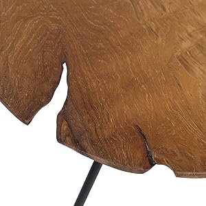 Design Teak Side Table Tripod Table Top Made of Teak Flower Stool Coffee Table Solid Dark Coffee Table 39.5 cm Diameter (Extraordinary)